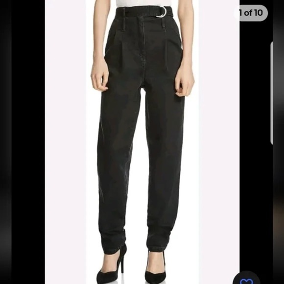 Maje Parisso Black Jeans Taper Leg Pleated High Rise Denim Pants Size 29 - Picture 1 of 7